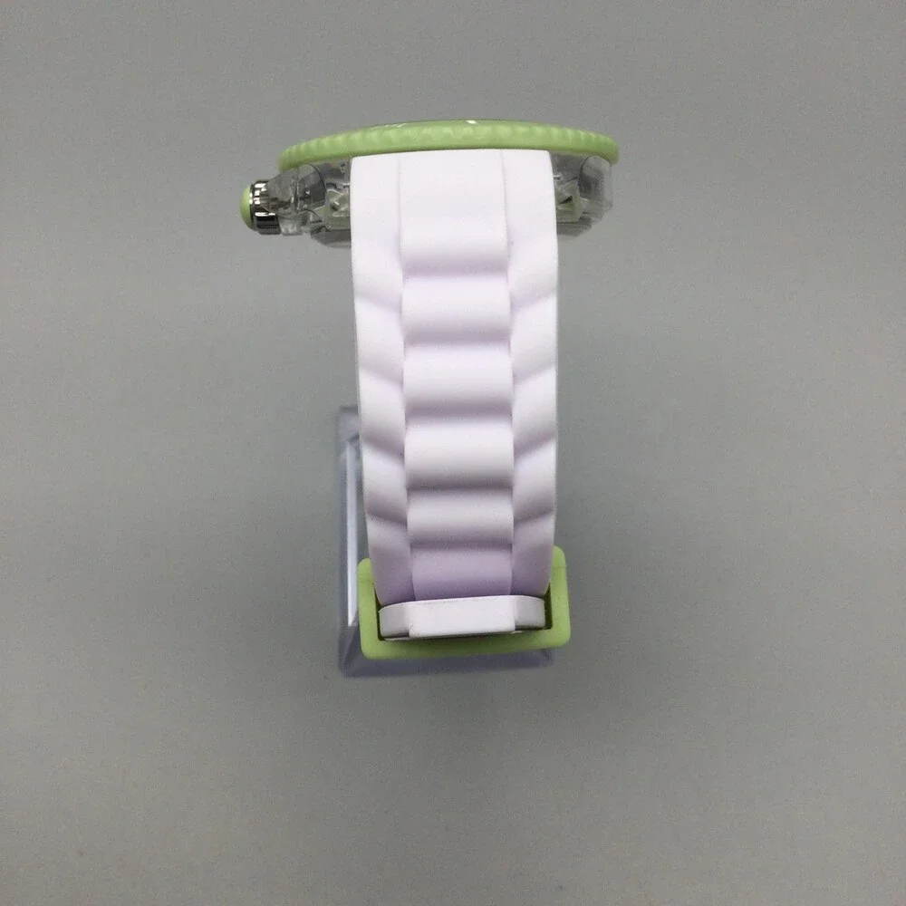 40nine Mens Watch 43mm White Dial Green Bezel White Silicone Date New Battery